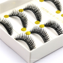 New style hand-made synthetic strip false eyelash with 5 pairs per box